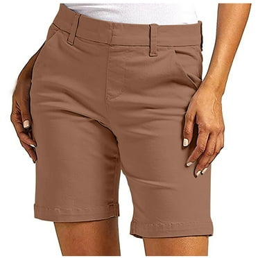 QIPOPIQ Women's Mid-Rise Slim Khaki Short Clearance