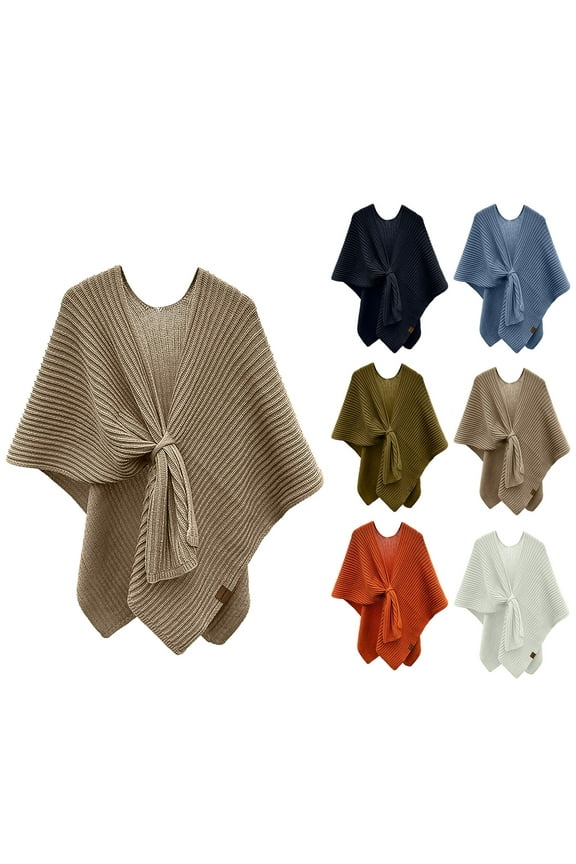 Women's Shawl Wrap Poncho Ruana Cape Open Front Cardigan Stripe Shawls for Fall Winter Clearance