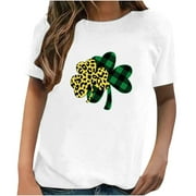 QIPOPIQ Women's Short Sleeve V-Neck Shirts St. Patrick's Day T Shirts Hedging Top Shamrock T Shirt Green Shirt St Patricks Day Shirts T Shirt Holiday Shirts Graphic Tees Deals