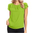 thumbnail image 1 of QIPOPIQ Womens Clothes Graphic Tees Short Sleeve Chiffon Solid Round Neck Shirt Blouse Summer Plus Size Tops Mint Green 5XL, 1 of 6
