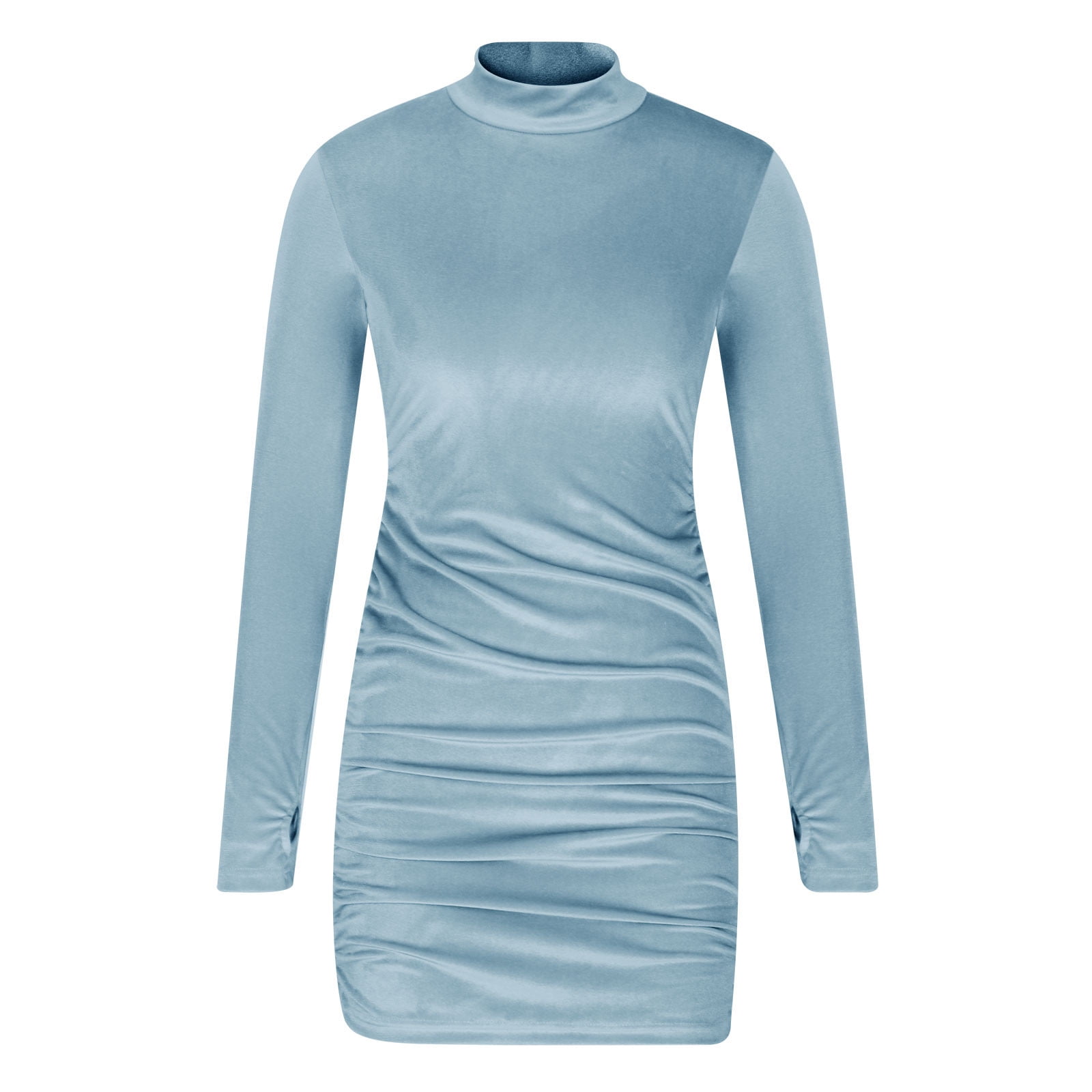 QIPOPIQ Womens Dresses Clearance Fashion Casual Solid Color Fold Long