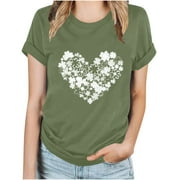 QIPOPIQ Womens & Juniors Short Sleeve Crew Neck Shirts St. Patrick's Day T Shirts Saint Patricks Day Top Shamrock T Shirt Green Shirts T-Shirt Holiday Shirts Graphic Tees Deals