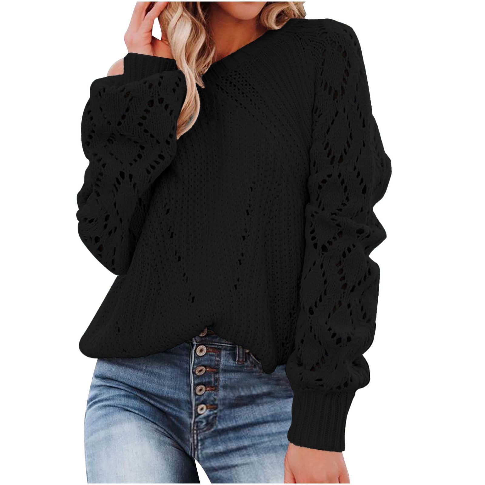 Shoulder Hollowed Out Round Neck Sweater Shoulder Hollowed Out Round Neck Sweater