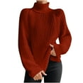 thumbnail image 1 of QIPOPIQ Womens Sweaters Clearance Fashion Drop Shoulder Sweater Long Sleeve Pullove Turtleneck-Neck Casual Sweater Tops Knitwear Wine S, 1 of 7