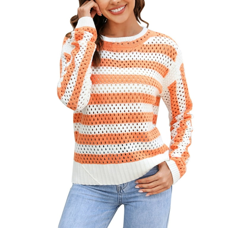 New Loose Colorblock Long-Sleeved Sweater New Loose Colorblock Long-Sleeved Sweater