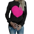 thumbnail image 1 of QIPOPIQ Womens Sweaters Clearance Sexy Fashion Pullover Sweaters Casual Long Sleeve Round-Neck Pattern Ladies Knitted Sweater Tops Knitwear Hot Pink M, 1 of 5