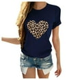 thumbnail image 1 of QIPOPIQ Womens Tops Graphic Tees Short Sleeve Round Neck T Shirt Blouse Summer Plus Size Tops Navy M, 1 of 5