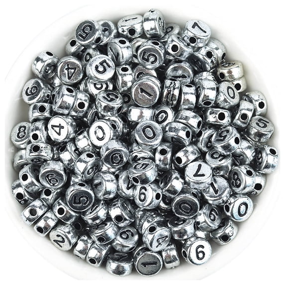 QIQUWOHUL 100pcs/pack Acrylic Number Loose Beads Flat Round Beads DIY Hand Beads Accessori