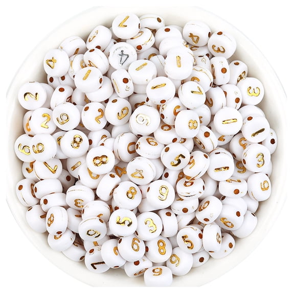 QIQUWOHUL 100pcs/pack Acrylic Number Loose Beads Flat Round Beads DIY Hand Beads Accessori