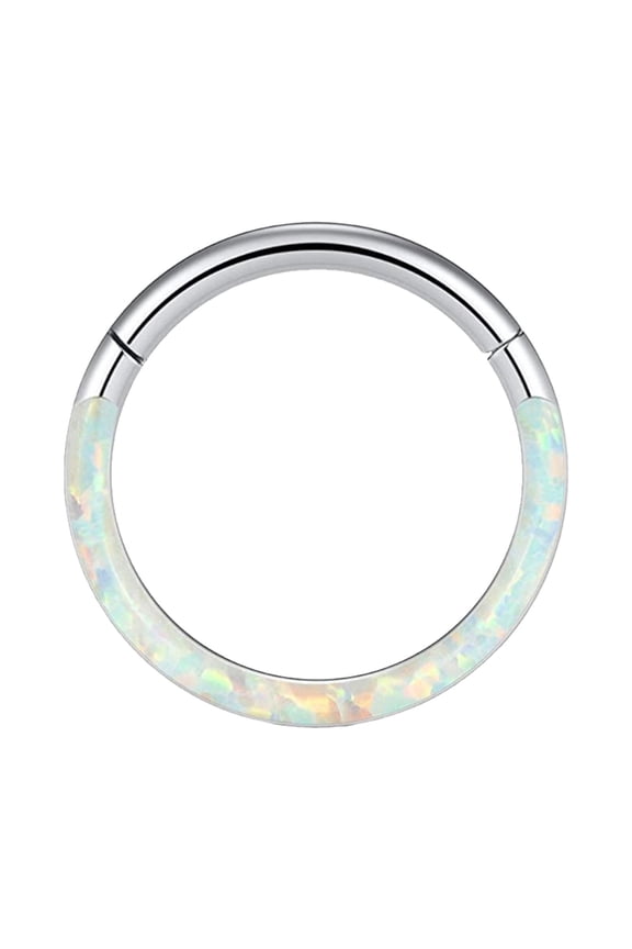 16G Opal Septum Rings Hoop Nose Ring Lip Rings Stainless Steel Hinged Segment Ring Seamless Ring Cartilage Earrings Hoop Tragus Septum Piercing Jewerly