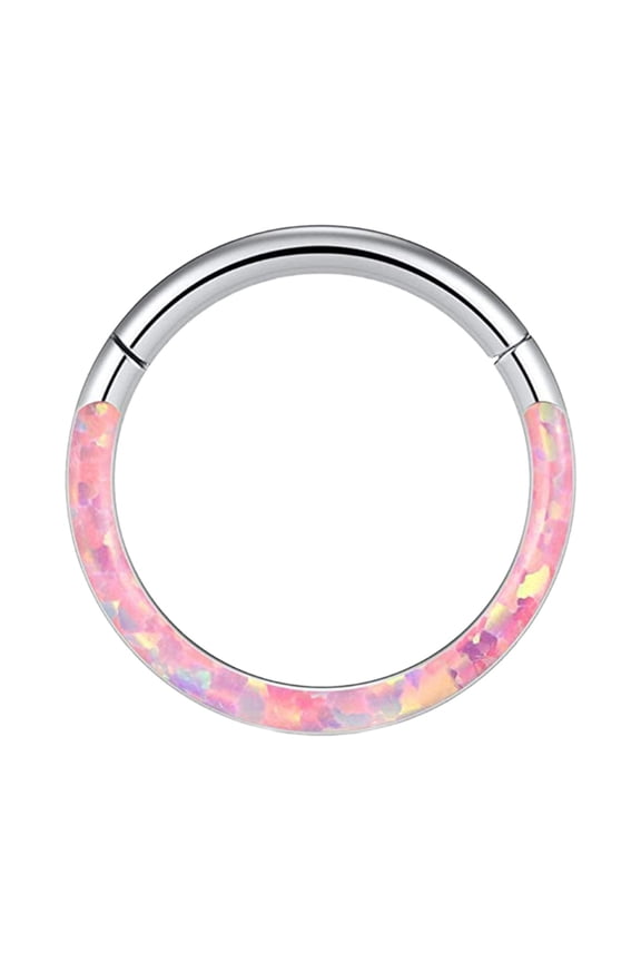 16G Opal Septum Rings Hoop Nose Ring Lip Rings Stainless Steel Hinged Segment Ring Seamless Ring Cartilage Earrings Hoop Tragus Septum Piercing Jewerly