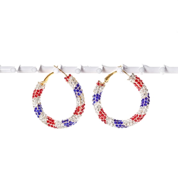 QIQUWOHUL 2023 New Independence Day Earrings Red Blue Aluminum Handwoven Earrings US Flag Pendant Earrings