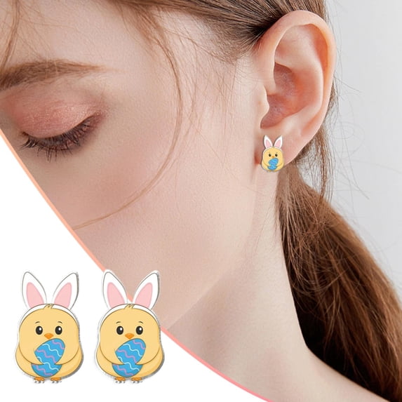 QIQUWOHUL Acrylic Stud Earrings Easter Bunny Radish Earrings