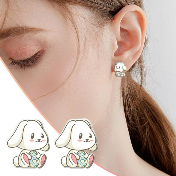 QIQUWOHUL Acrylic Stud Earrings Easter Bunny Radish Earrings