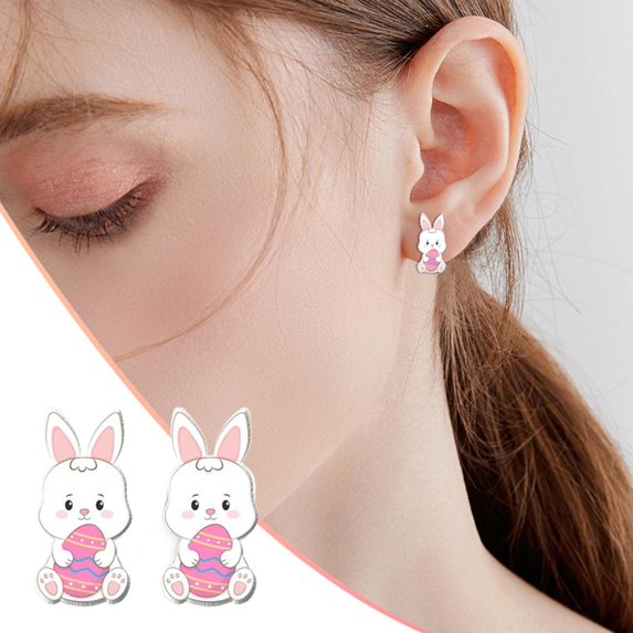 QIQUWOHUL Acrylic Stud Earrings Easter Bunny Radish Earrings