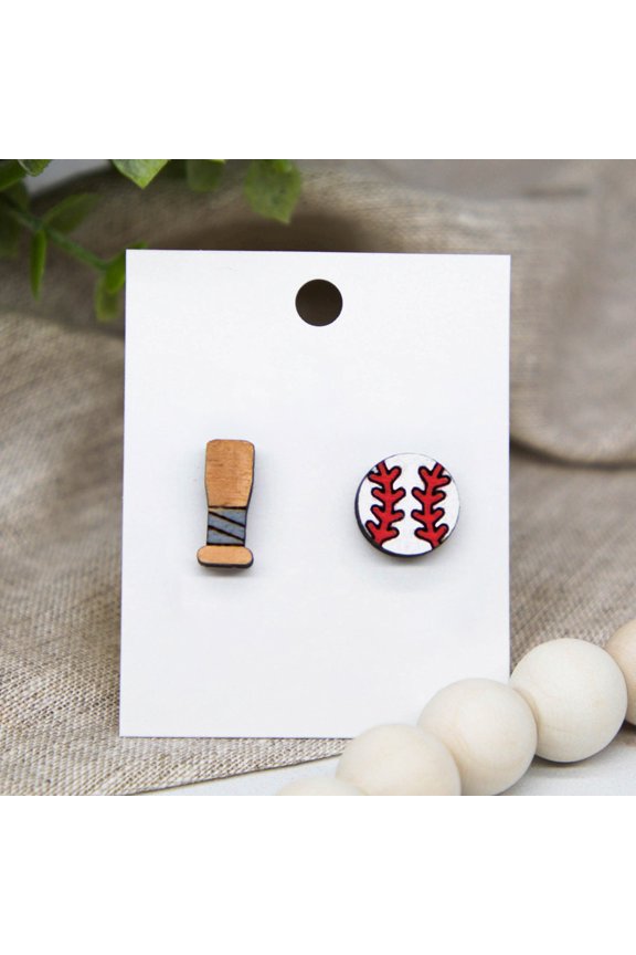 Baseball Glove And Ball Wood Stud Earrings Stud Earrings Wooden Stud Earrings Ladies Earrings