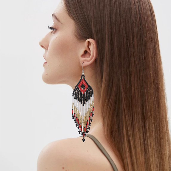 QIQUWOHUL Colorful Rice Pearl Ear Giving Gifts For Women's Earrings Handmade Jewelry Personalized Tassel Earrings