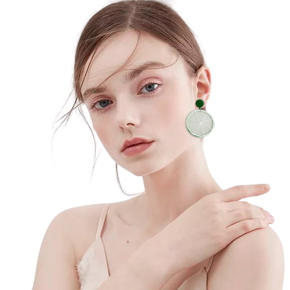 QIQUWOHUL Cool Summer Lemon Earrings Feminine Personality Exaggerated Trendy Earrings 1 Pair Of Earrings