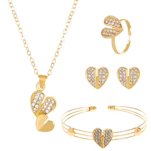 QIQUWOHUL Diamond Butterfly Love Jewelry Set For Women Teen Dainty Cubic Zircon Studs Trendy Statement Jewelry Gifts