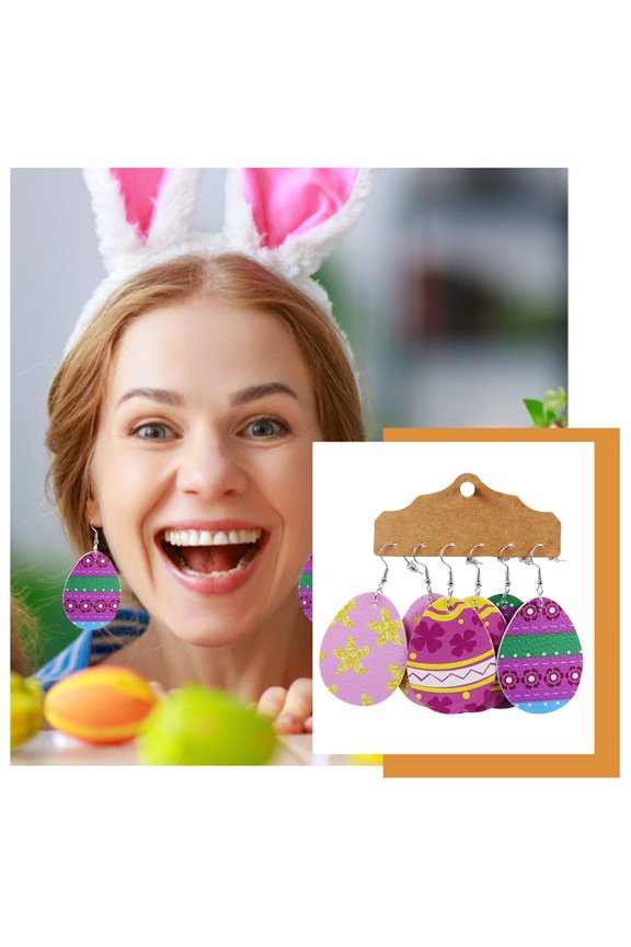 Easter Theme Rabbit Egg Carrot Set Leather Earrings Jewelry