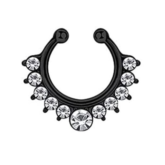 QIQUWOHUL Fake Septum Nose Rings Hoop Stainless Steel Lip Ear Nose Septum Ring Non Piercing Clip On Nose Hoop Rings Body Piercing Jewelry