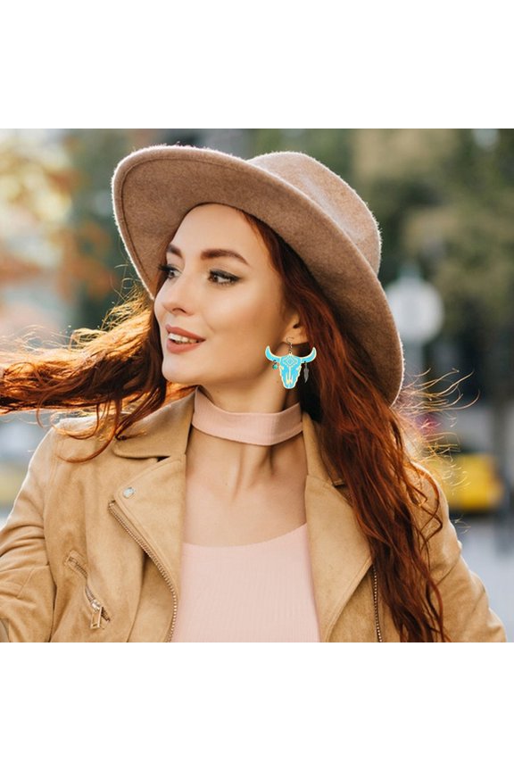 Fashion Western Style Wood Wood Earrings Cowheads Earrings Cowheads Turquoise Earrings
