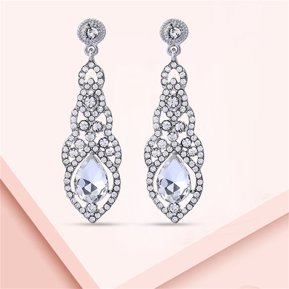 QIQUWOHUL Fashionable Exaggerated Design Sparkling Rhinestone Earrings