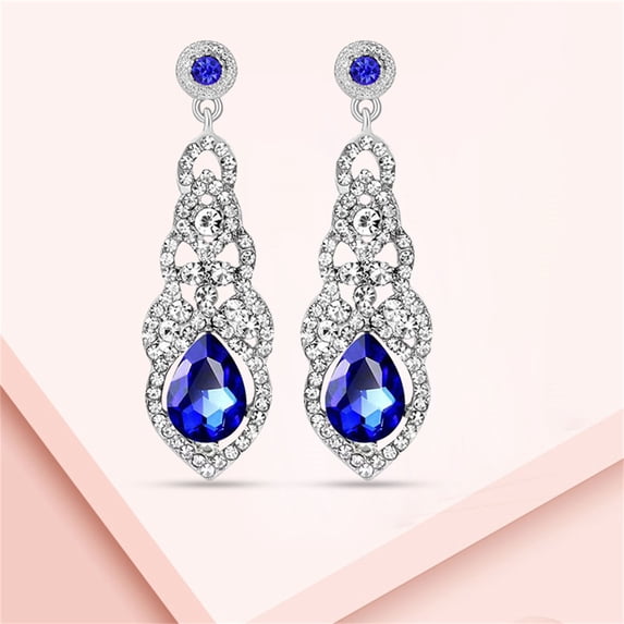 QIQUWOHUL Fashionable Exaggerated Design Sparkling Rhinestone Earrings