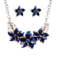thumbnail image 1 of QIQUWOHUL Gardenia Painting Oil Clavicle Chain Rhinestone Short Necklace Earring Set Flower Drop Oil Set Chain, 1 of 3