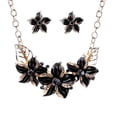 thumbnail image 1 of QIQUWOHUL Gardenia Painting Oil Clavicle Chain Rhinestone Short Necklace Earring Set Flower Drop Oil Set Chain, 1 of 3