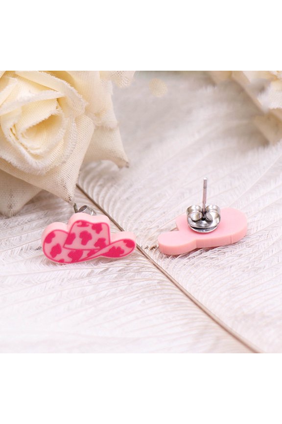 Kathaya Cowboy Boot Earrings For Women Western Stud Earrings Texas Cow Print Cowboy Hat Earring