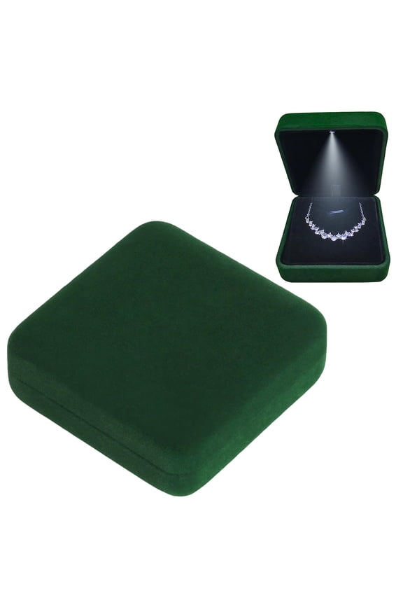 LED Lighted Ring Box Earring Ring Bracelet Necklace Case Wedding Ring Jewelry Display Packaging Organizer Storage Holder Engagement Jewelry Display Case Box