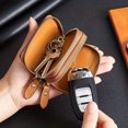 thumbnail image 1 of QIQUWOHUL Leather Car Key Holder Case Wallet Zip Bag Key Ring Double Layer Key Organiser Key Ring Cover Zip Key Case Bag Leather Key Holder, 1 of 5