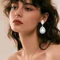thumbnail image 1 of QIQUWOHUL Long Full Rhinestone Teardrop Crystal Dangle Chandelier Drop Earrings Fashion Jewelry（six Color）, 1 of 4