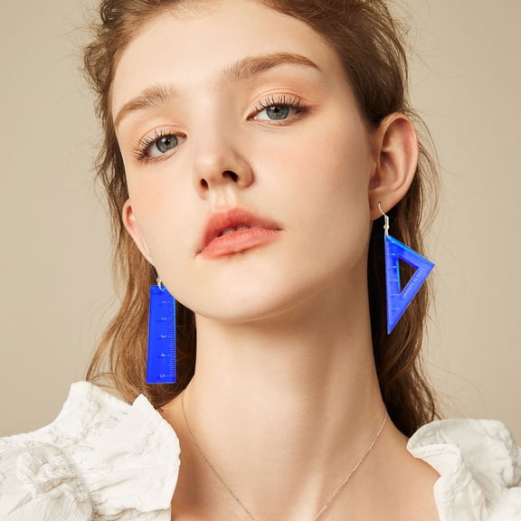 QIQUWOHUL Mathematical Triangle Ruler and Straight Edge Series Earrings