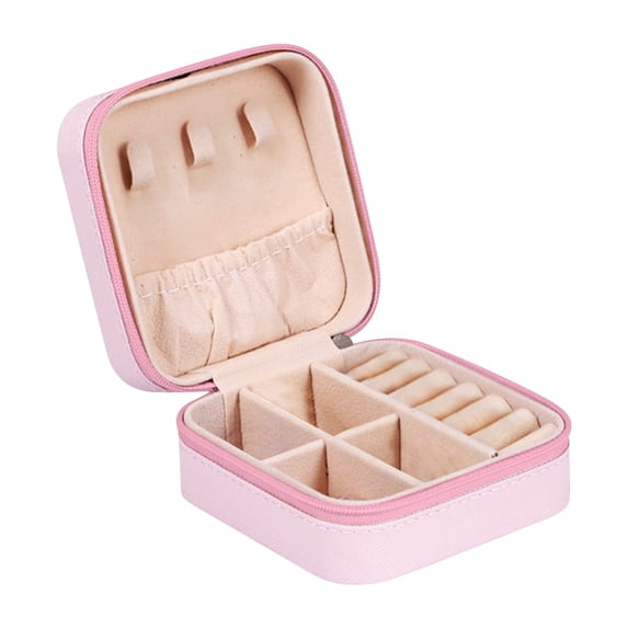QIQUWOHUL Mini Jewelry Travel Case PU Leather Travel Jewelry Organizer Box Small Portable Portable Jewellery Storage Holder For Womens Rings Earrings Necklaces Bracelets