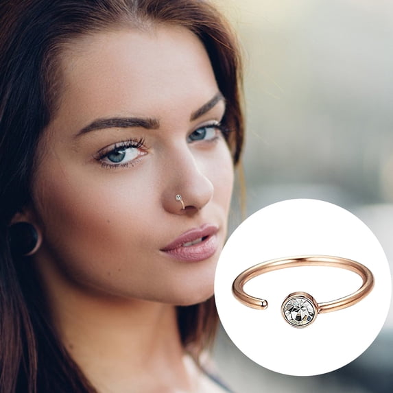 QIQUWOHUL Nose Ring For Single Piercing 20 Gauge Gold Spiral Nose Rings Hoops For Body Piercing Stainless Steel Water Drill Nose Ring For Women Girls