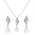 thumbnail image 1 of QIQUWOHUL Pearl Jewelry Set Freshwater Cultured Pearls Pendant Necklace Teardrop Pearl Dangling Earrings Cubic Zirconia Pearl Wedding Jewelry Set For Bridal Women Bridesmaids & Br, 1 of 5