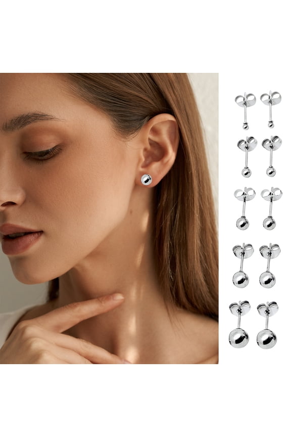 Simple Fashion Size Steel Ball Steel Stud Ear Accessories Small Gold Yellow Gold Piercing Nails