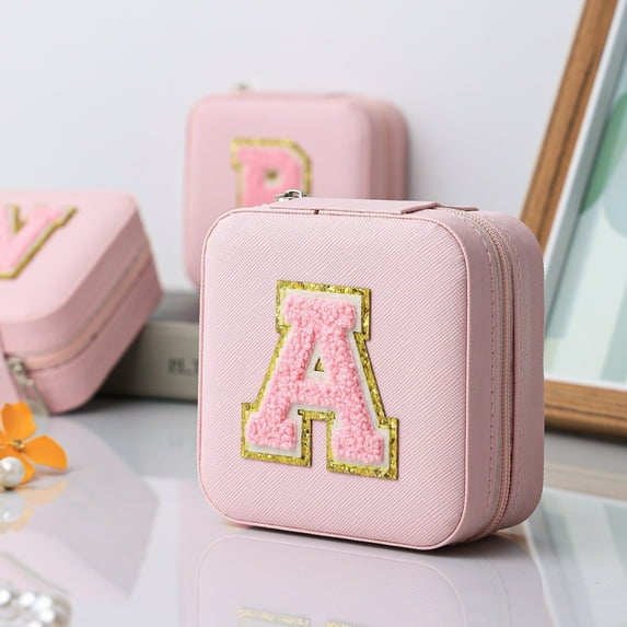 QIQUWOHUL Suitable For Girls Girls Jewelry Box Girls And Kids Gift Fashion Interwoven Alphabet Gift Travel Jewelry Box Girls' Gifts Girls' Things Letters