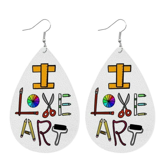 QIQUWOHUL Tie Dyed Gradient Leather Earrings Water Drops Nurses Pencil Earrings Teacher Earrings