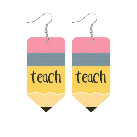 QIQUWOHUL Tie Dyed Gradient Leather Earrings Water Drops Nurses Pencil Earrings Teacher Earrings
