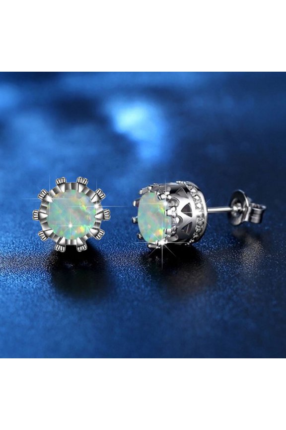 Unisex Trendy Earings Crown Earring For Men And Women Opal Earring Platinum Plated