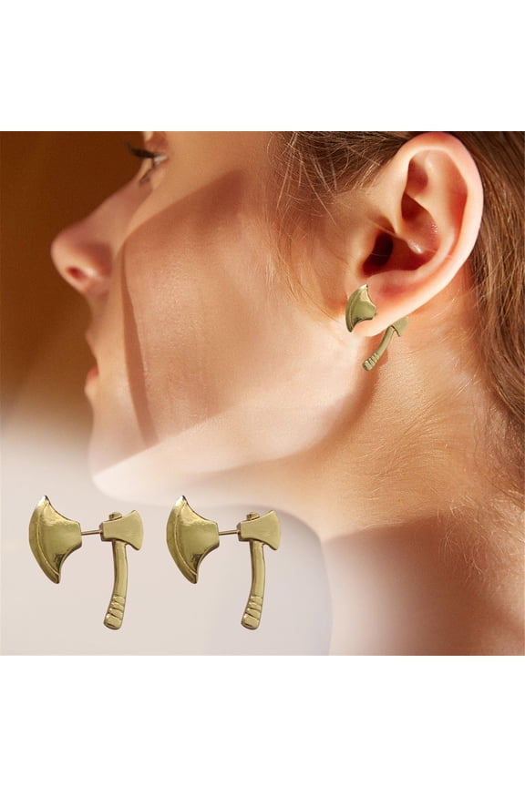 Versatile Hip Hop Stereo Axe Puncture Earstuds Personalized Axe Men's And Women's Earrings