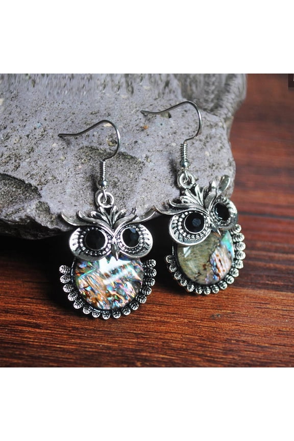 Vintage Owl Animal Colorful Earrings Female Personality Geometric Earrings Jewelry Temperament Crystal Earrings