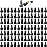 QISF 100Pcs TR412 Snap-in Short Black Rubber Tire Valve Stem for Tubeless 0.453 Inch 11.5mm Rim Holes on Standard Vehicle Tires