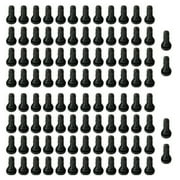 QISF 100Pcs TR413 Snap-in Short Black Rubber Tire Valve Stem for Tubeless 0.453 Inch 11.5mm Rim Holes