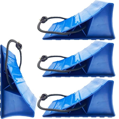 QISF 4Pcs Leisure Coachworks Wheels RV Camper Chocks with Rope Safety-Car Chocks, Tire Chocks, Trailer Solid Heavy Duty Wheel Chocks, Car Truck Stopper