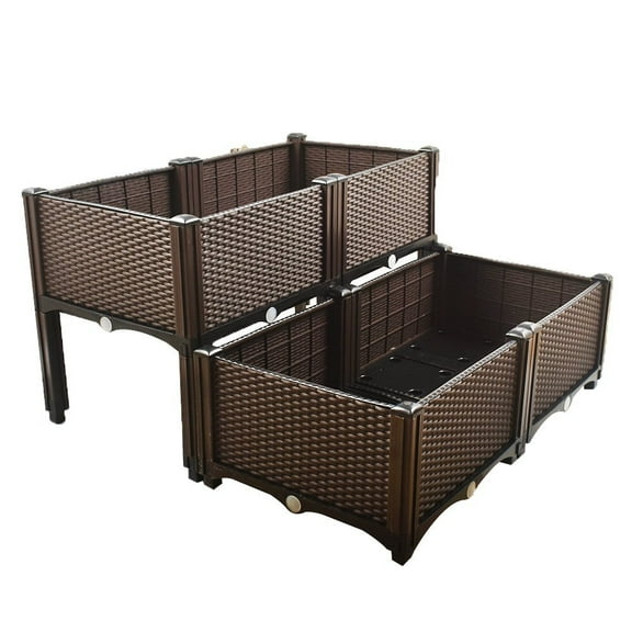 QISHENSHUI 2 Pcs Rectangle Raised Flower Bed a Set of Garden Planter Boxes Designed for Growing Vegetables and Flowers to Create Lush Patches with Structured and Efficient Planting Space