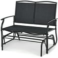 thumbnail image 1 of QISHENSHUI 2-Person Patio Glider Bench, Outdoor Rocker Glider Loveseat Chair W/Heavy-Duty Steel Frame, Breathable Seat Fabric, Rocking Lounge Chair for Poolside, Garden, Backyard (Black), 1 of 11